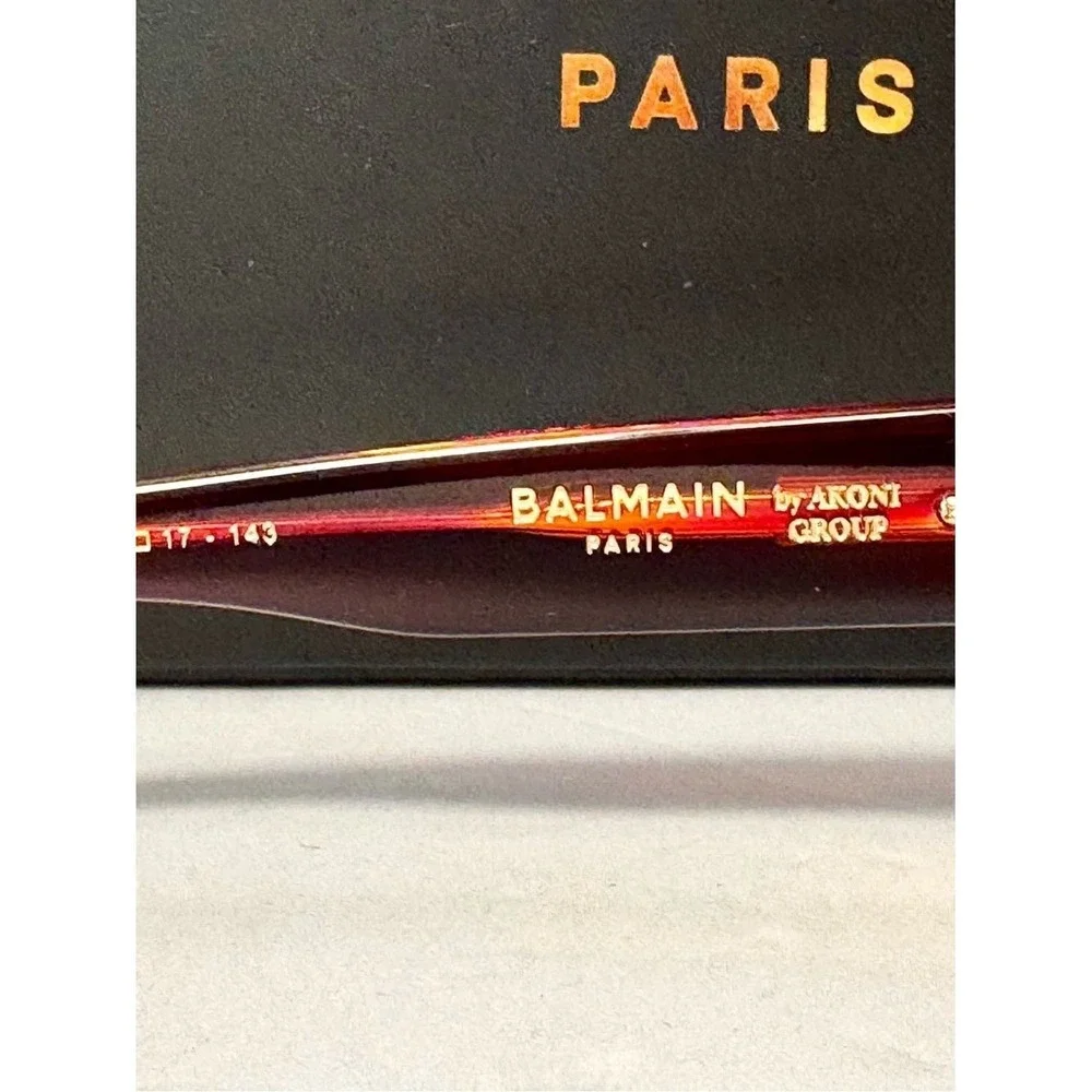 Balmain Red Imperial Sunglasses BPS-135B full inclusion ‎ NWOT no callouts